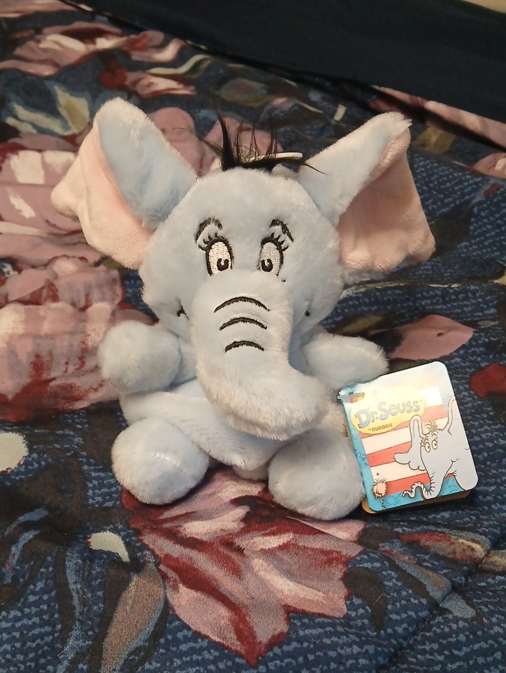 Dr. Seuss Blue Horton Plush Elephant with Pink Ears Palm Pals